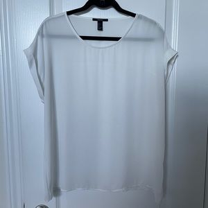 Forever21 White cuffed short sleeve blouse Size L